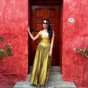 Anthropologie Gold Maxi Dress